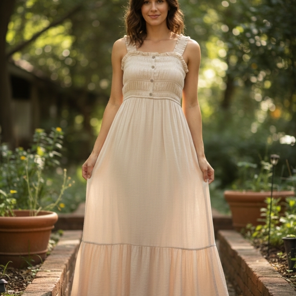 Elegant Cream Maxi Dress